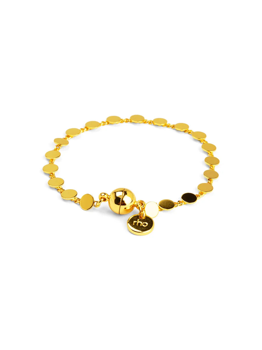 Dot Disc Chain Magnet Bracelet-Gold