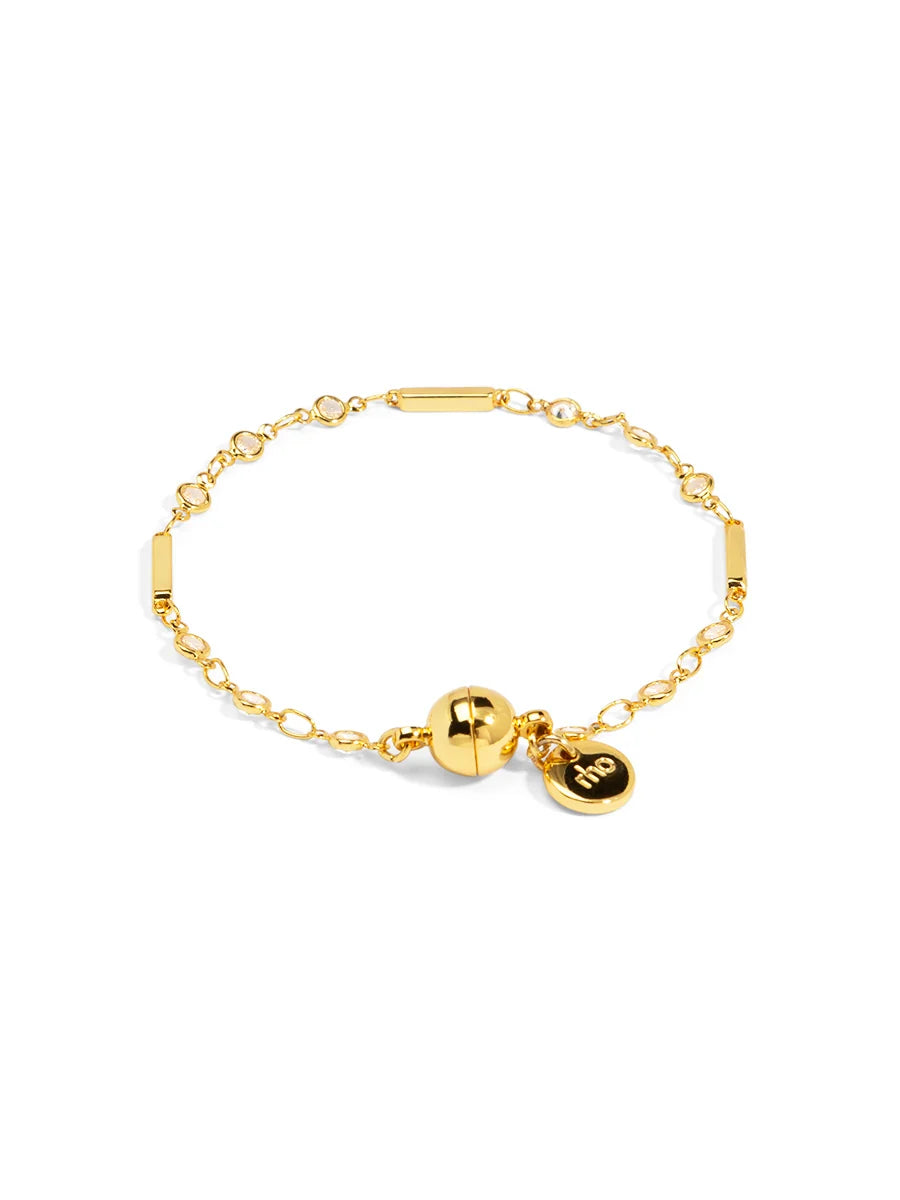 Skinny Crystal Layer Magnet Bracelet-Gold