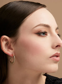 Small Pav Hoop Earrings-Gold