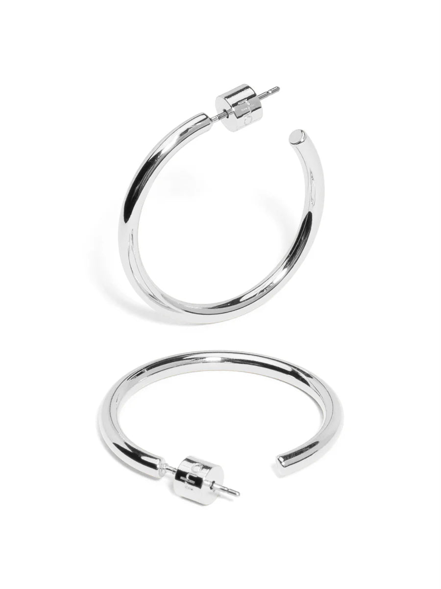 Small Thin Hoop Earrings-Silver