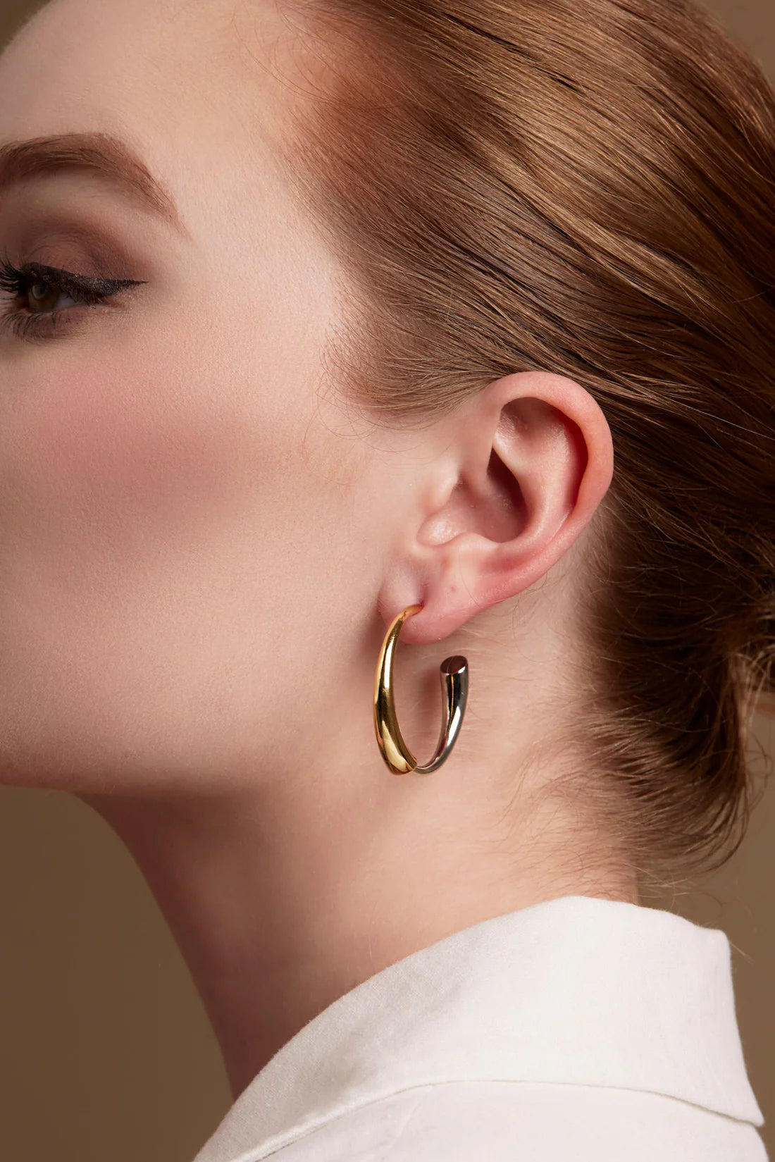 Two Tone Open Hoop Earrings