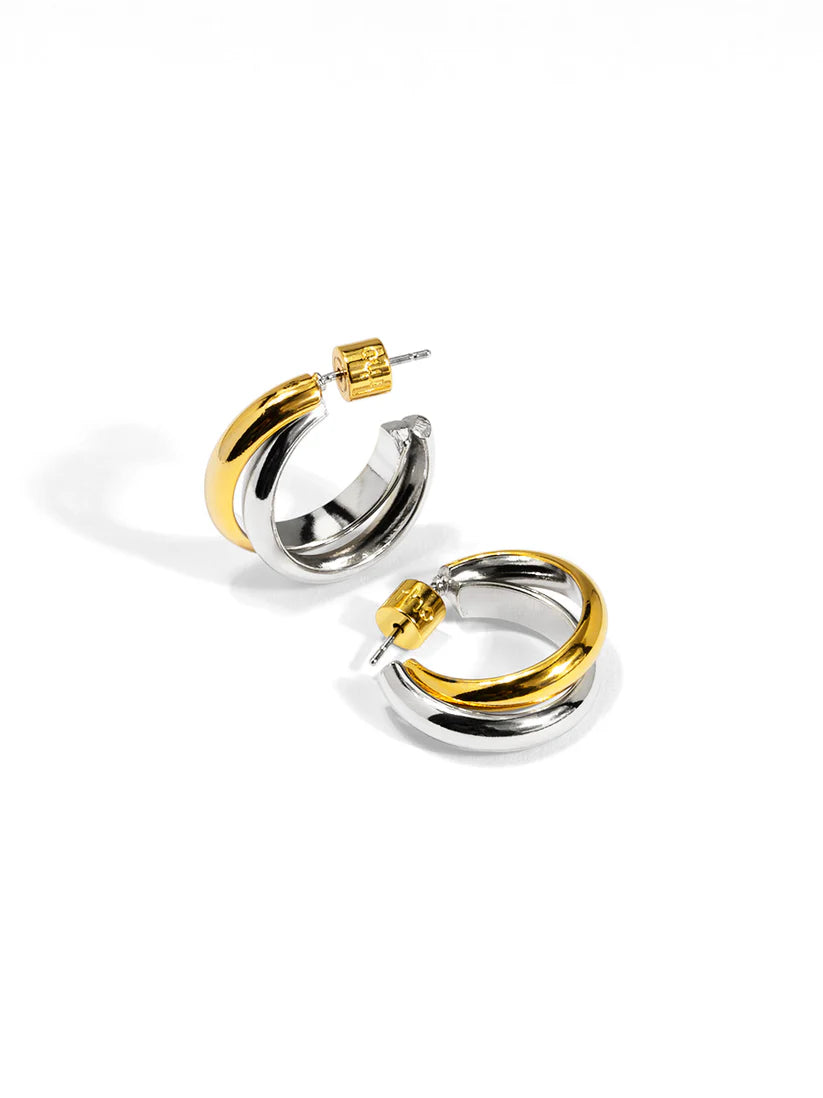 Two Tone Entwined Hoop Earrings