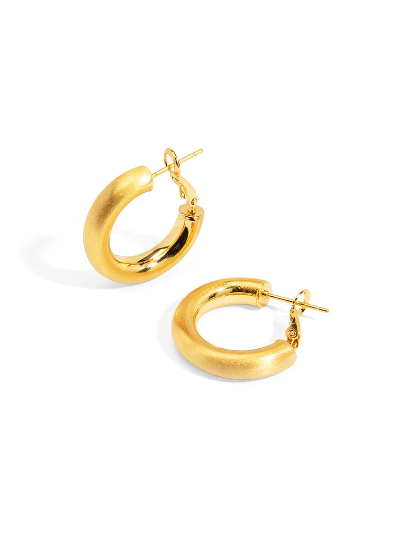Brushed Gold Chunky Small Hoop