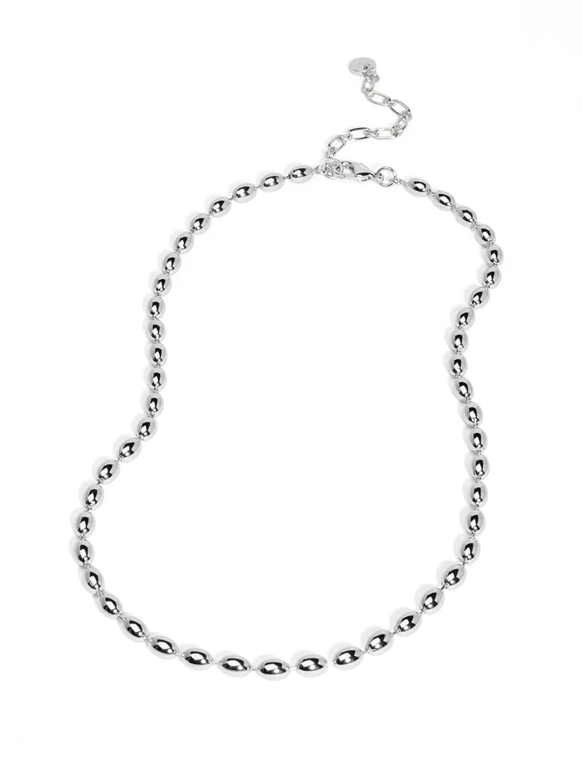 Beaded Collar Necklace-Silver
