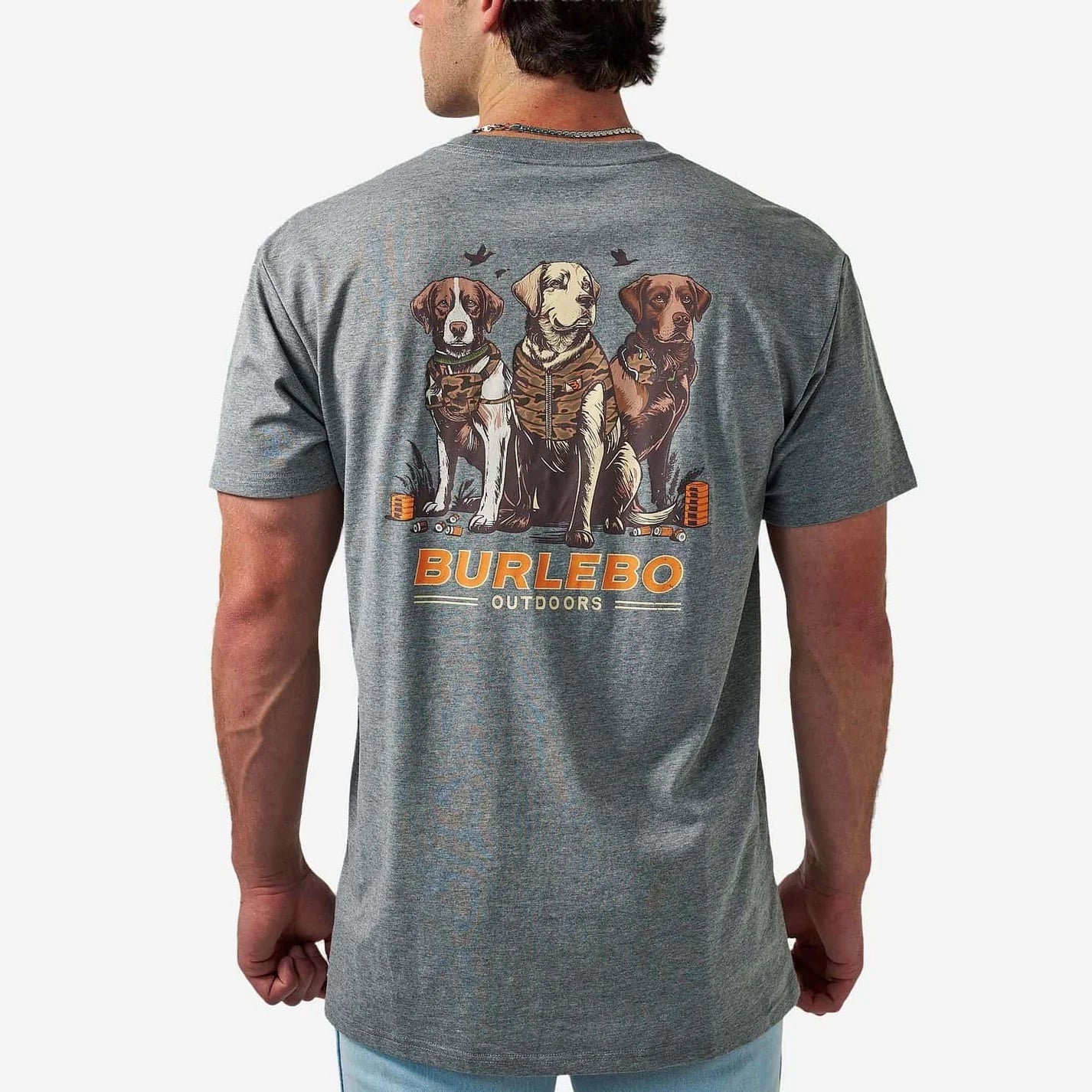 Short Sleeve Tee - Camo Duck Dogs - Dark Heather Grey