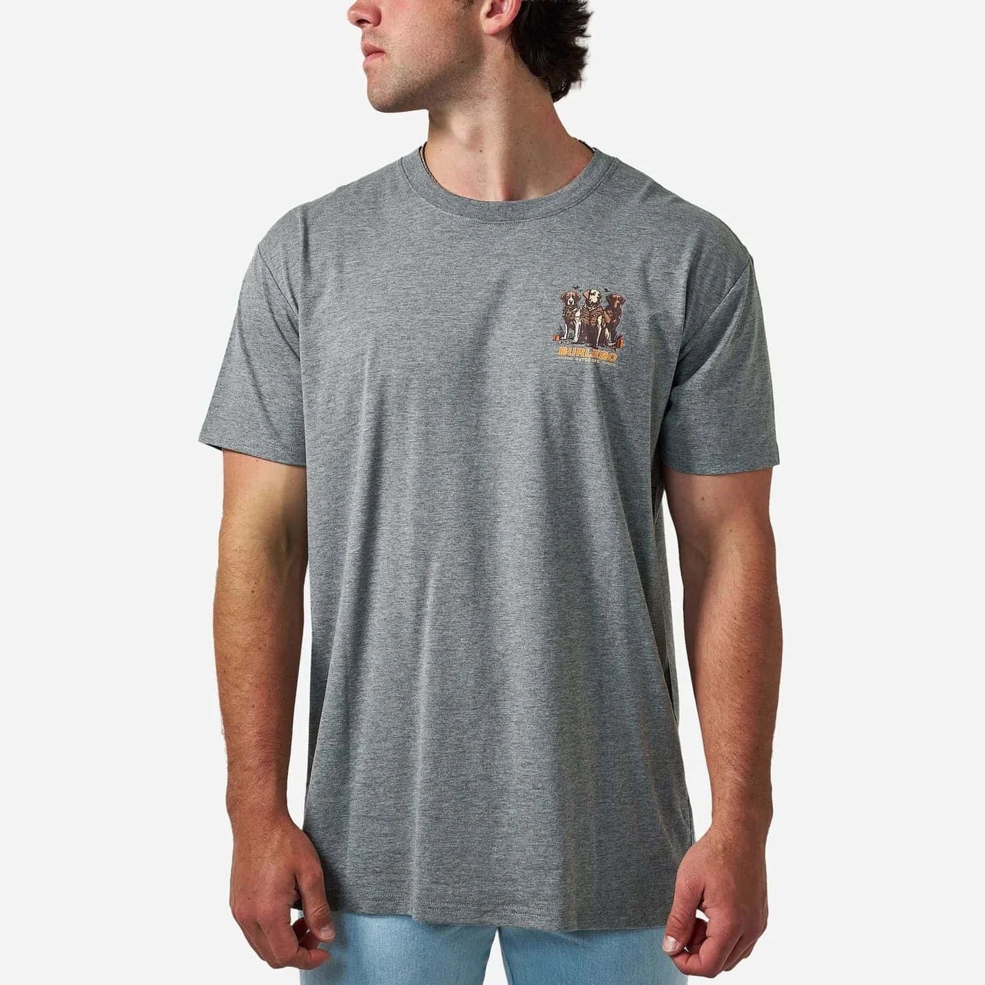 Short Sleeve Tee - Camo Duck Dogs - Dark Heather Grey