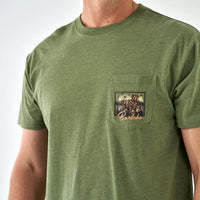 Adult Short Sleeve Tee-Duck Dog Stamp-Heather Olive