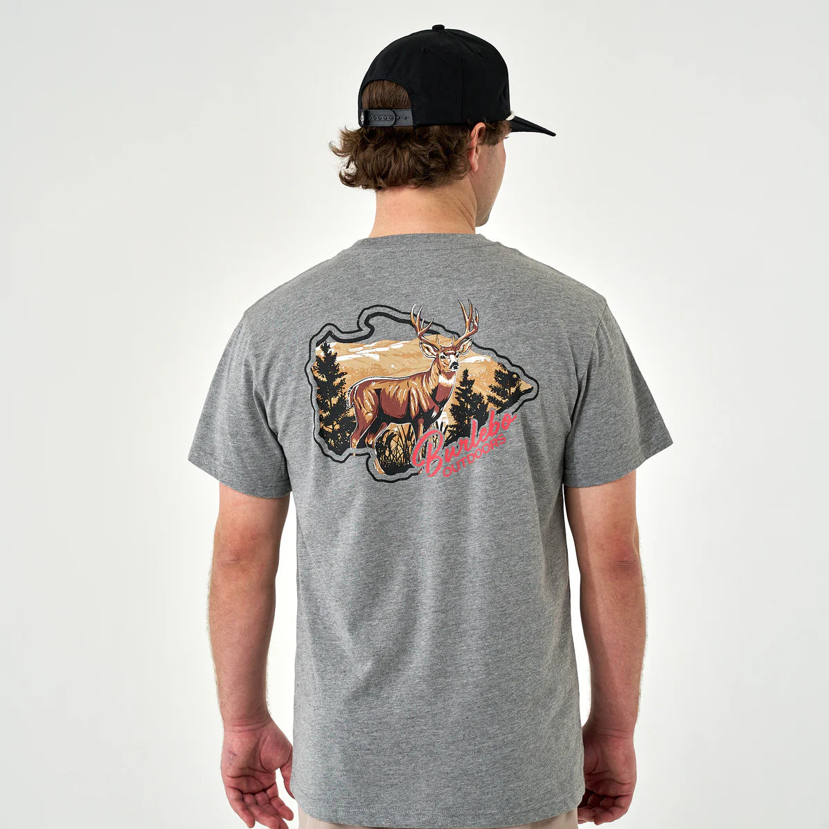 Adult Short Sleeve Tee-Hill Country Buck-Heather Grey
