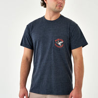 Adult Short Sleeve Tee-Old School Duck Hunt-Heather Navy