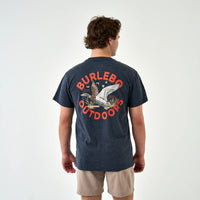 Adult Short Sleeve Tee-Old School Duck Hunt-Heather Navy