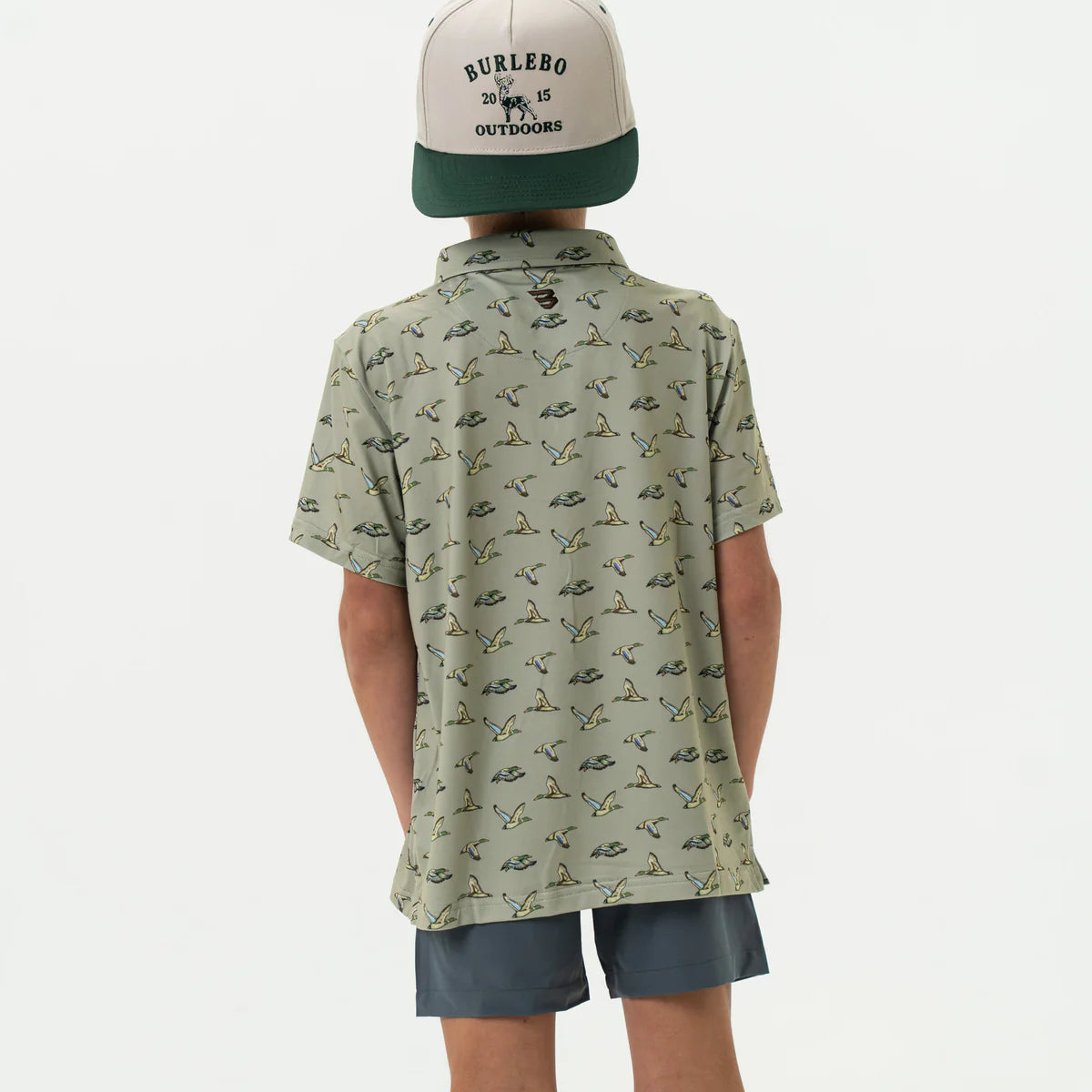 Youth Performance Polo-Flying Ducks-Green