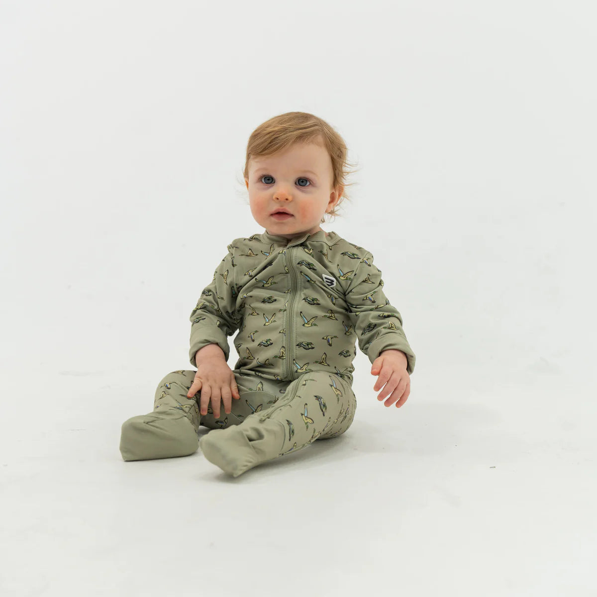 Baby Zip Up-Flying Ducks Green