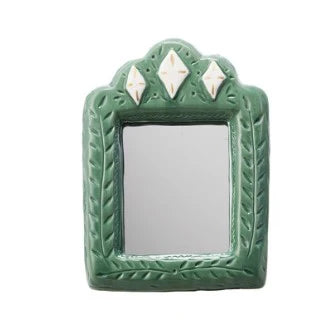 Stoneware Mirror With Gold Electroplating