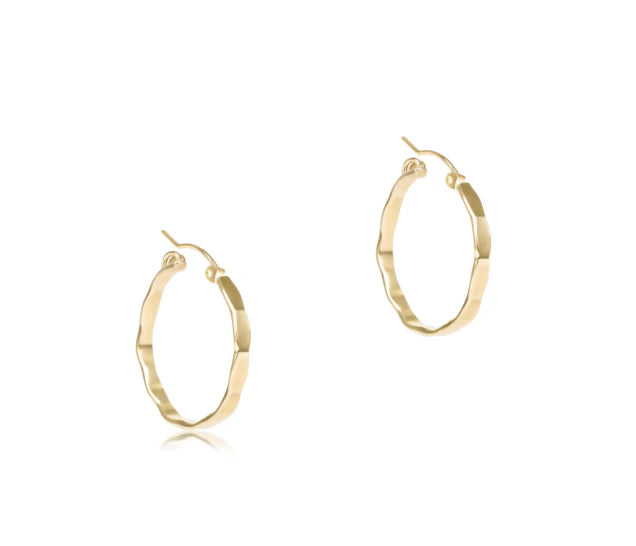 Scalloped Round Gold 1.25" Hoop Earrings- Smooth