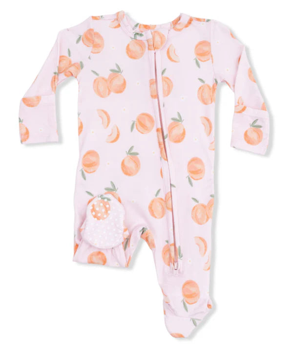 Sweet Peach-2 Way Ruffle Back Zipper Footie