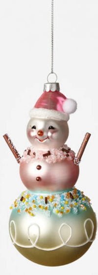 Glass Pastel Snowman Ornament