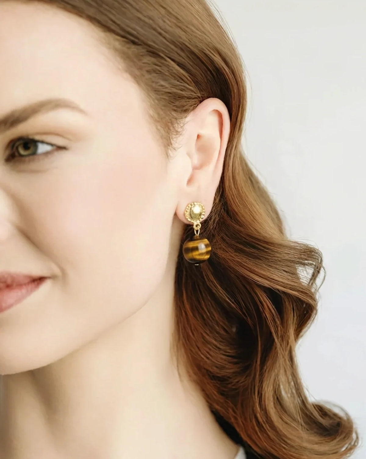 Palmera Studs-Tiger's Eye