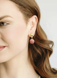 Palmera Studs-Pink Quartz