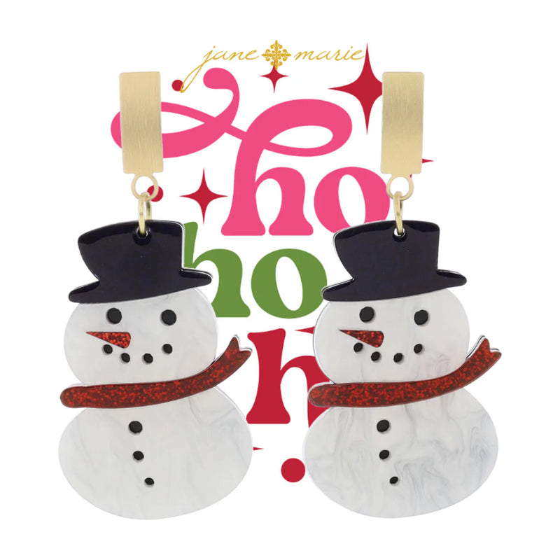 Snowman Earrings with Gold Posts