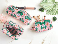 Quilted Hair Tool Bag - Pink + Palm Trees
