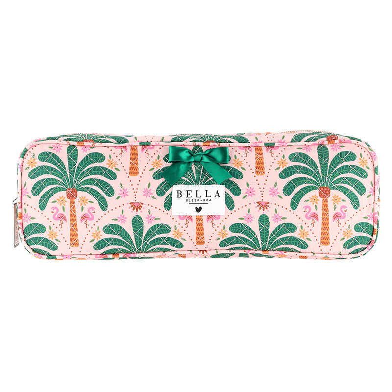 Quilted Hair Tool Bag - Pink + Palm Trees