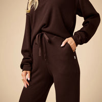 AirThermal Knit V-Neck with Raw Hem and Long Pant - Espresso