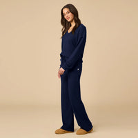 AirThermal Knit V-Neck with Raw Hem and Long Pant - Midnight