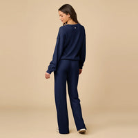 AirThermal Knit V-Neck with Raw Hem and Long Pant - Midnight