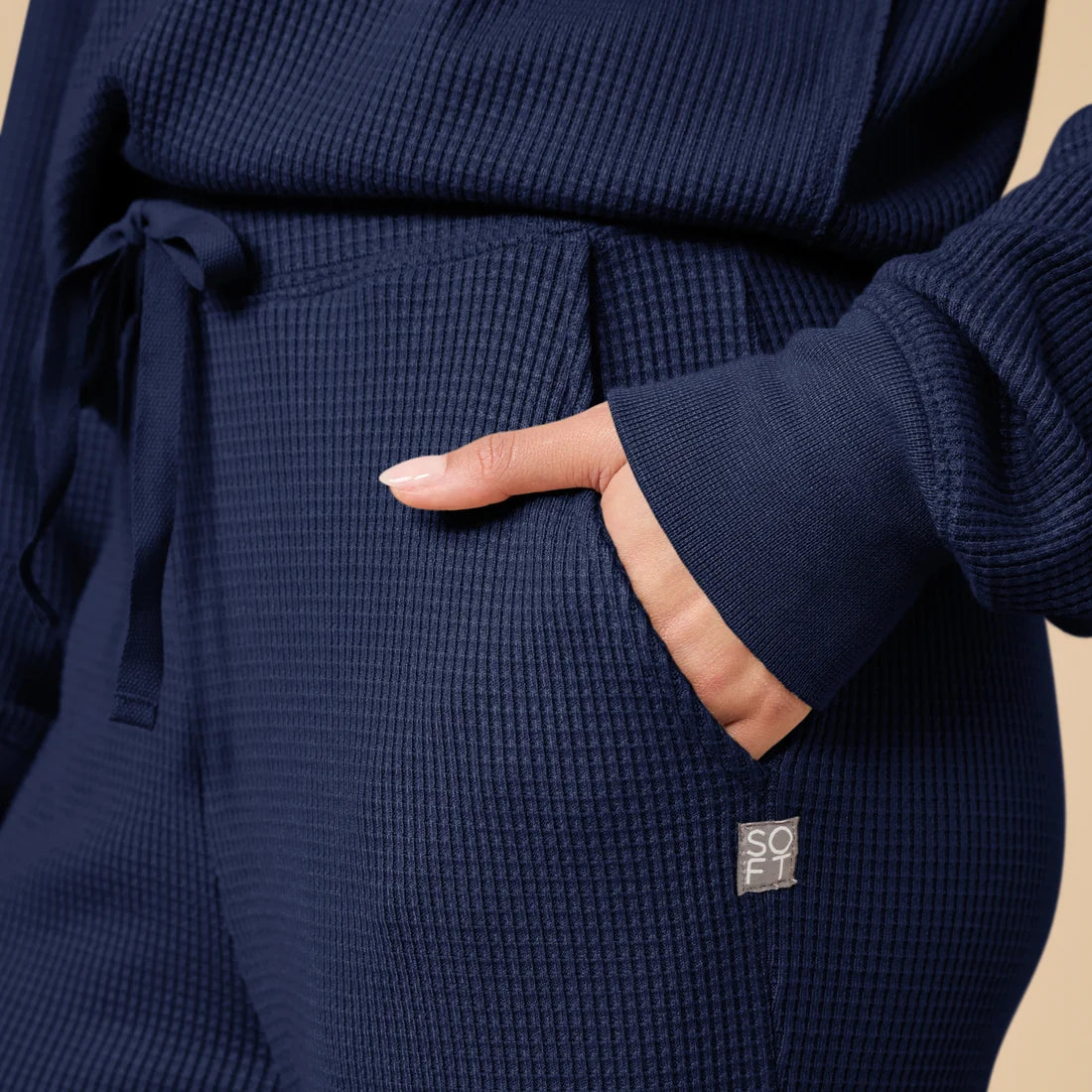 AirThermal Knit V-Neck with Raw Hem and Long Pant - Midnight