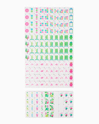 Set of colorful Mahjong Tiles with various designs on a white background