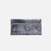 Rachel Continental Wallet Metallic Leather- Blue Pewter