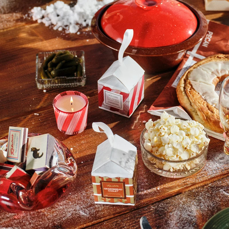 Crushed Candy Cane Ornament Pedestal Candle