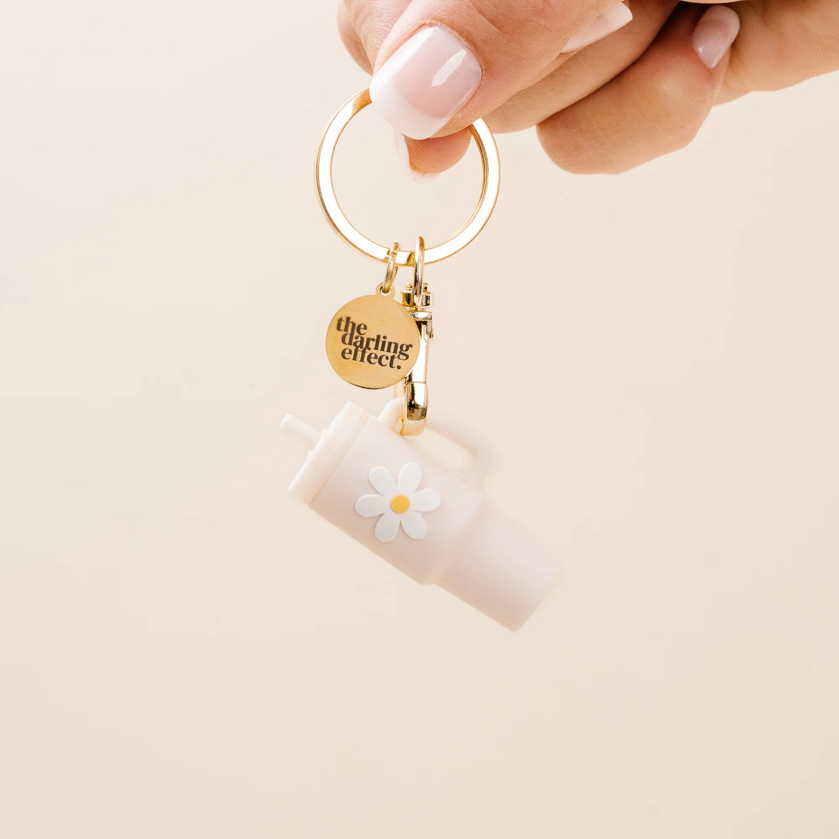 Tiny Tumbler Keychain in Oat Color