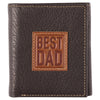 Best Dad Brown and Tan Genuine Leather Trifold Wallet