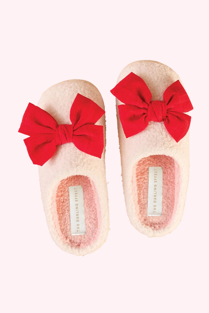 Betty Bow Red Fuzzy Slippers