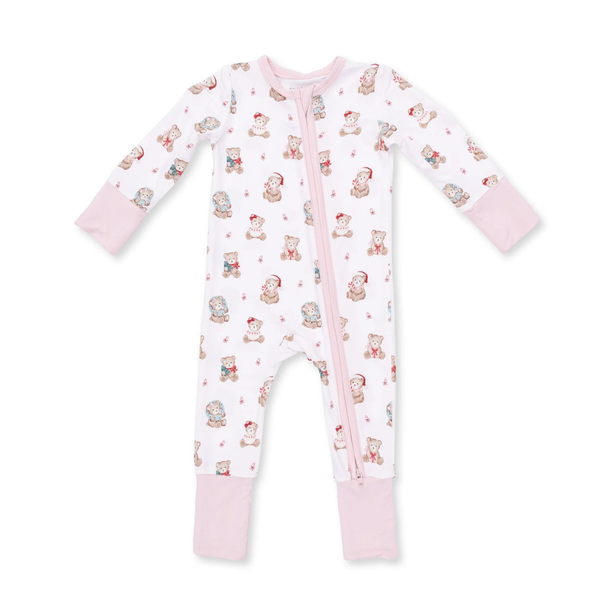 Christmas Teddy Bears Pink Convertible Romper