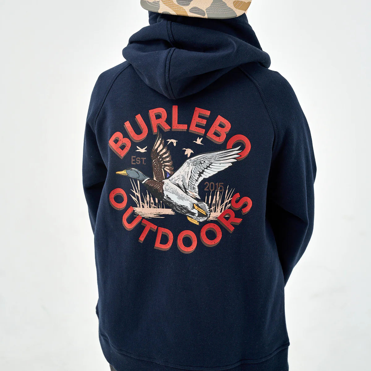 Youth - Fleece Hoodie - Old School Duck Hunt - Navy