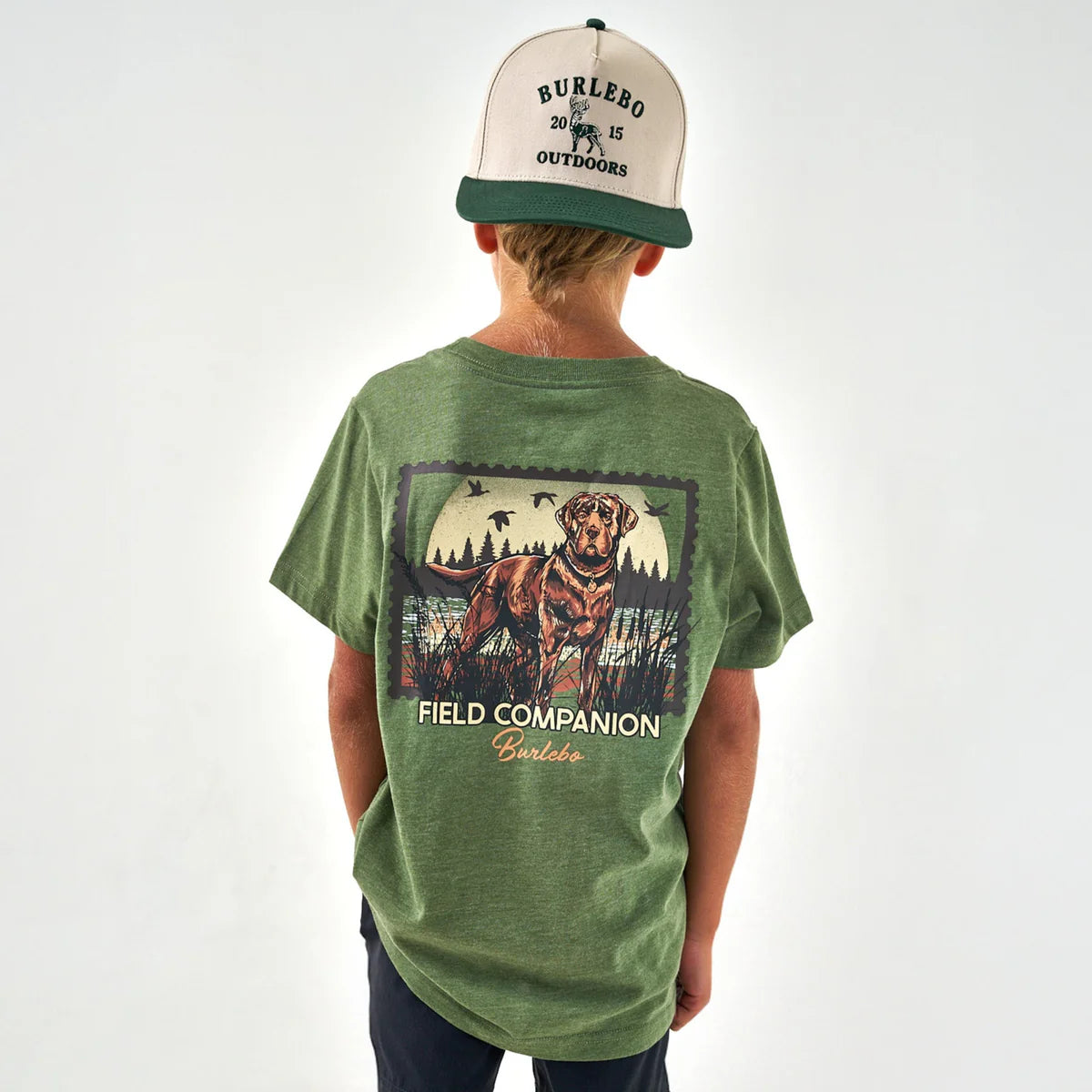 Youth Short Sleeve Tee - Duck Dog Stamp-Heather Olive