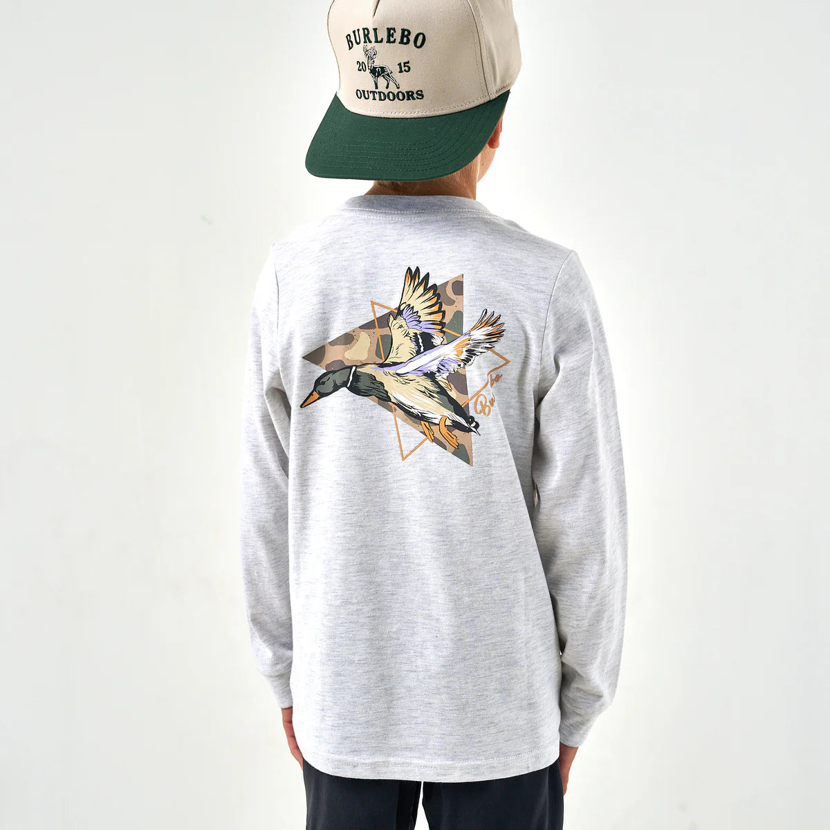 Youth Long Sleeve Tee - Pintail Triangle Duck - Ash Grey