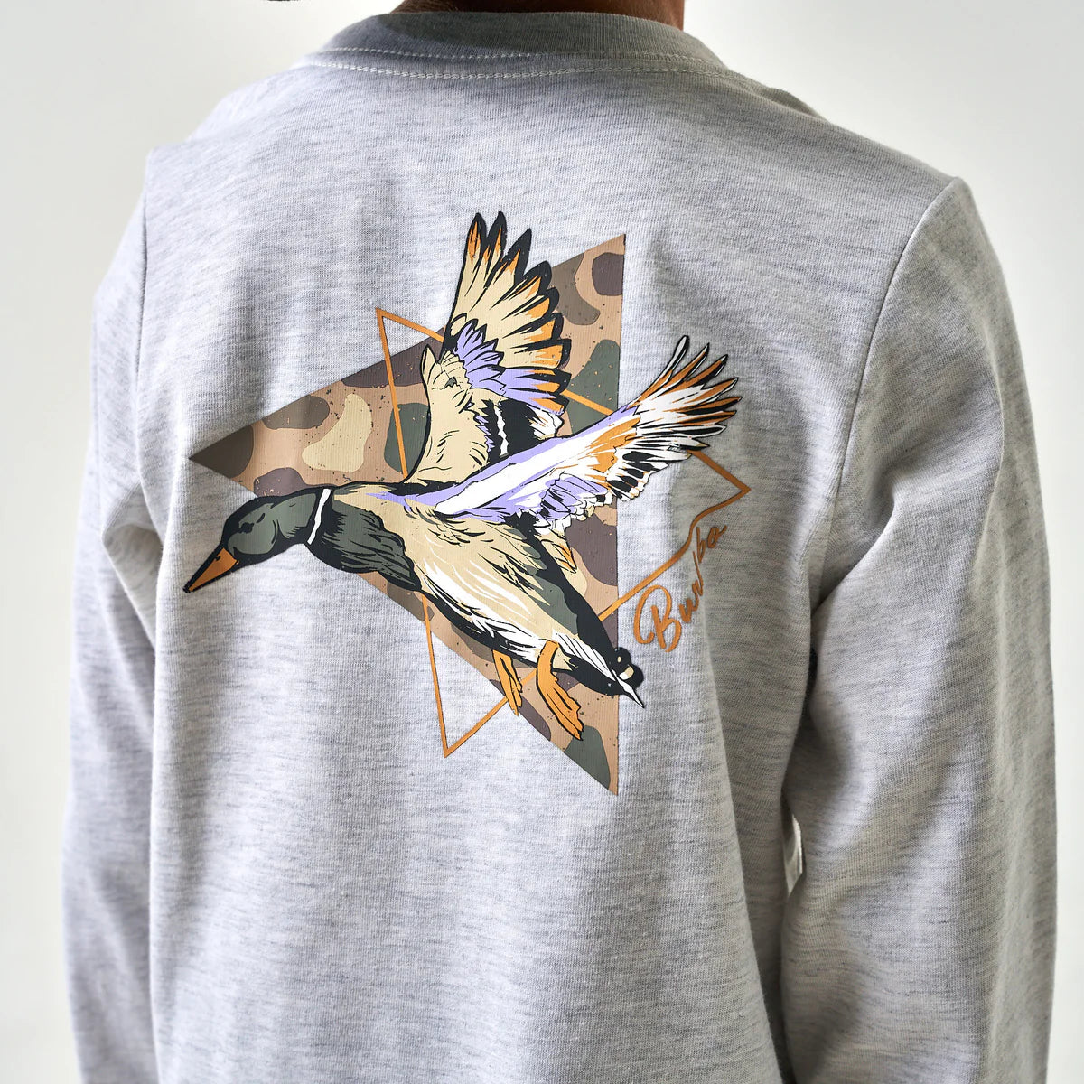 Youth Long Sleeve Tee - Pintail Triangle Duck - Ash Grey