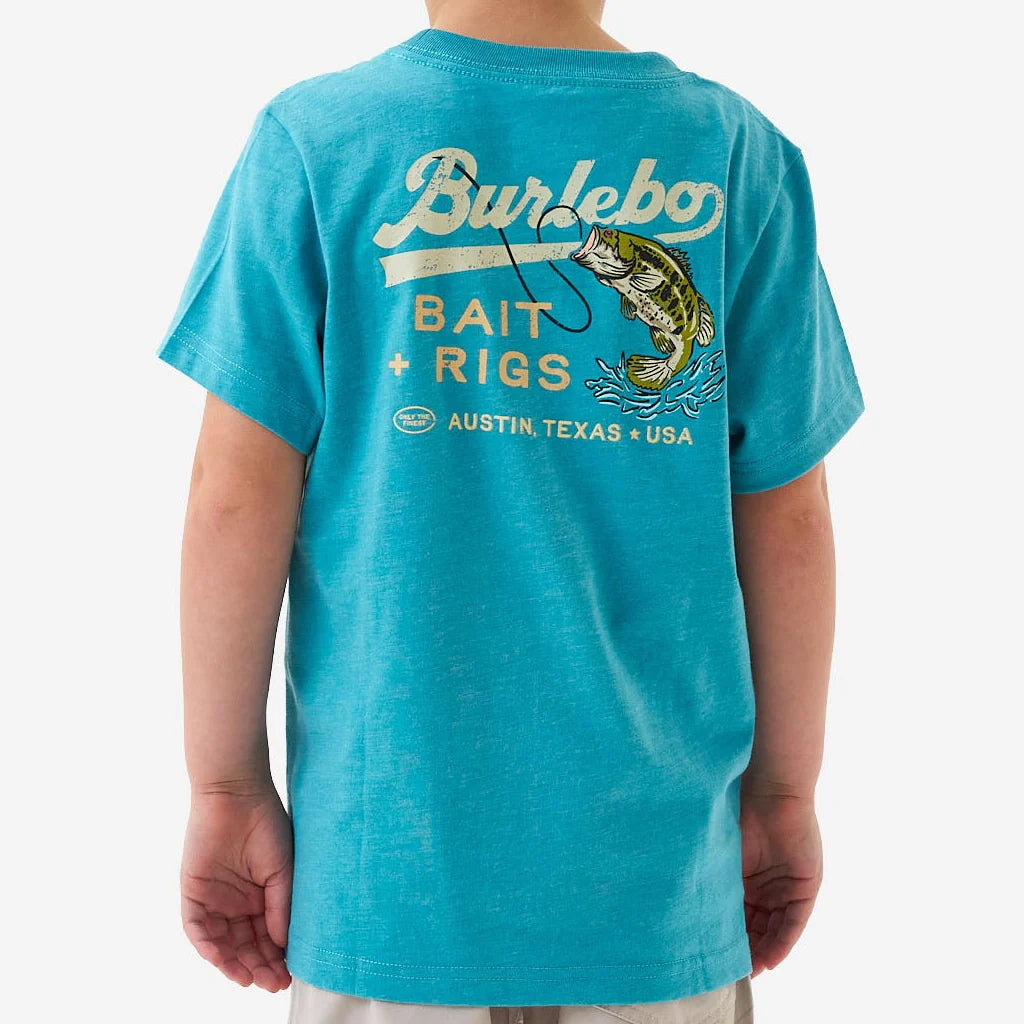 Youth Short Sleeve Tee - Bait and Rigs - Cyan