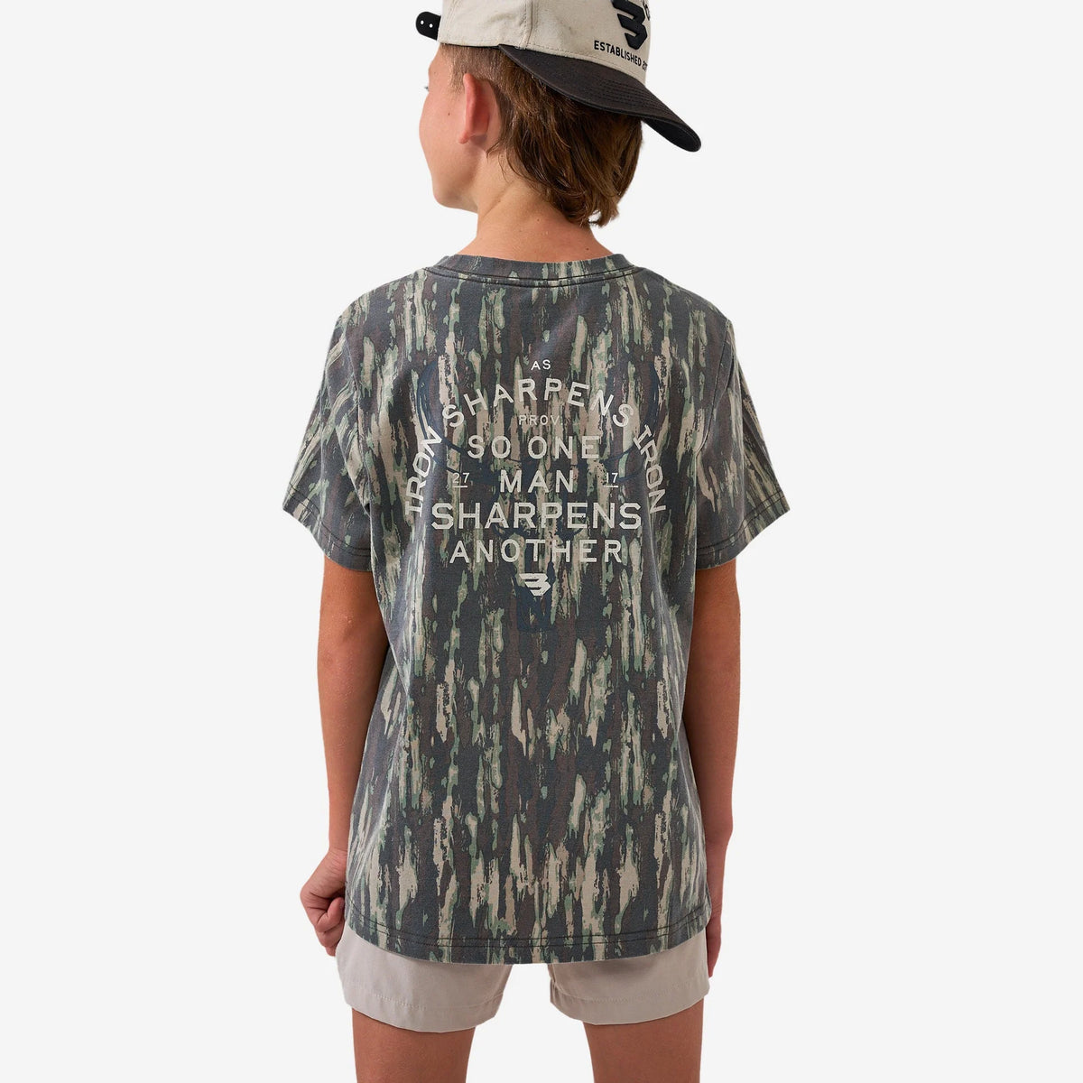 Youth Vintage Washed Graphic Tee - Proverbs 27:17 - Midland Camo