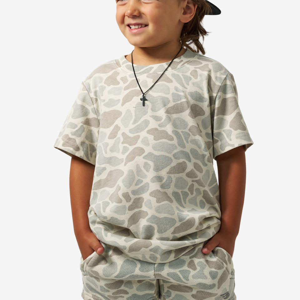 Youth Vintage Washed Tee In Classic Deer Camo