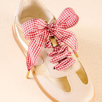 Gingham Red Step It Up Shoelaces