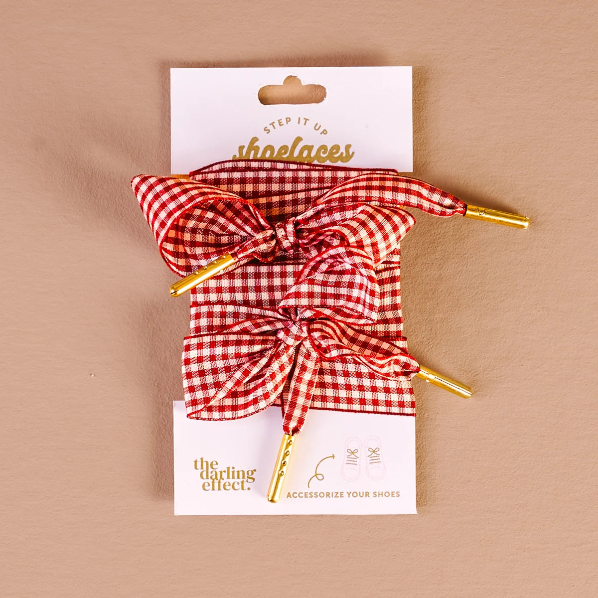 Gingham Red Step It Up Shoelaces