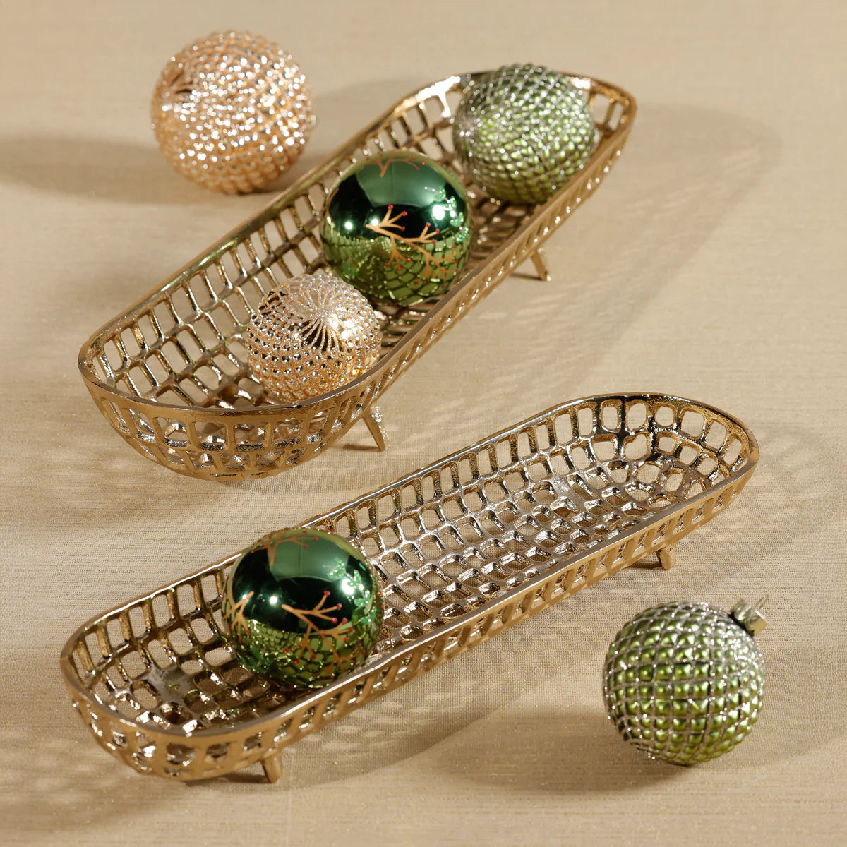 Gold Oval Metal Tray 17.75"