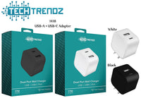 DUAL USB WALL ADAPTER: White Dual USB Wall Adapter