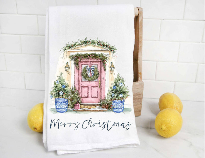 Personalized (Wynne, AR) Chinoiserie Christmas Door Tea Towel