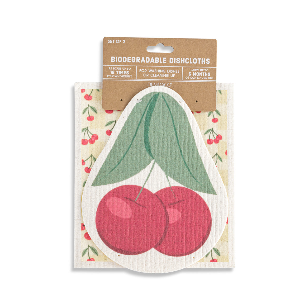 Cherry Shaped Biodegradable Dish Cloths (Set Of 2)