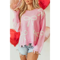 Pearl Beaded Bowknot Valentine Sweater | S-Xl